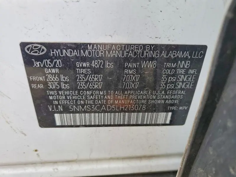 2020 HYUNDAI SANTA FE SEL  