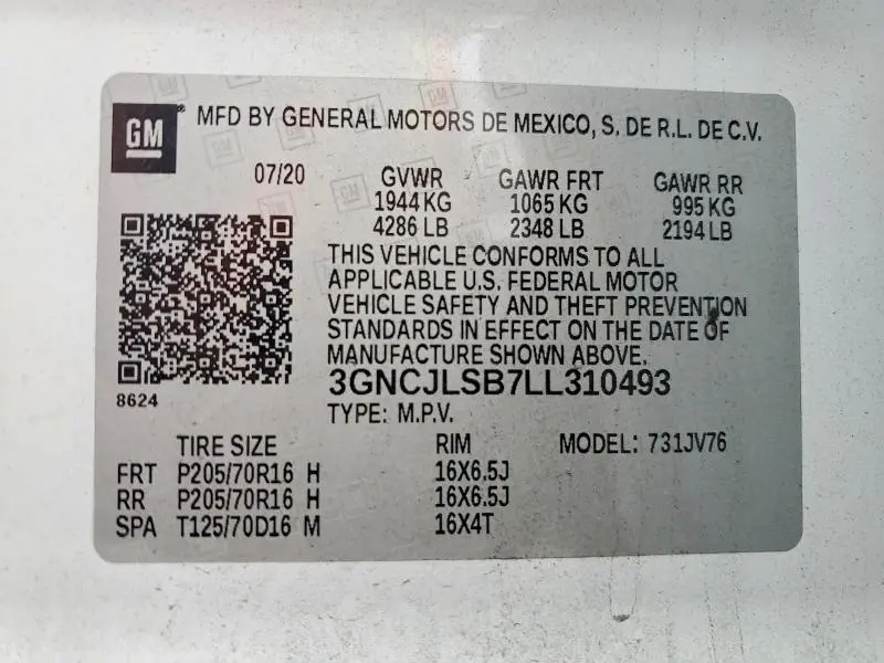 2020 CHEVROLET TRAX 1LT  