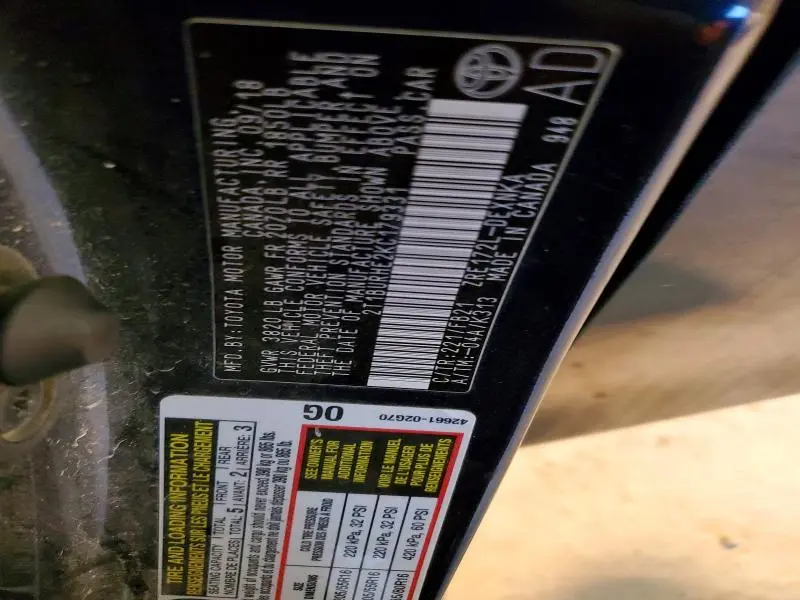 2019 TOYOTA COROLLA L  