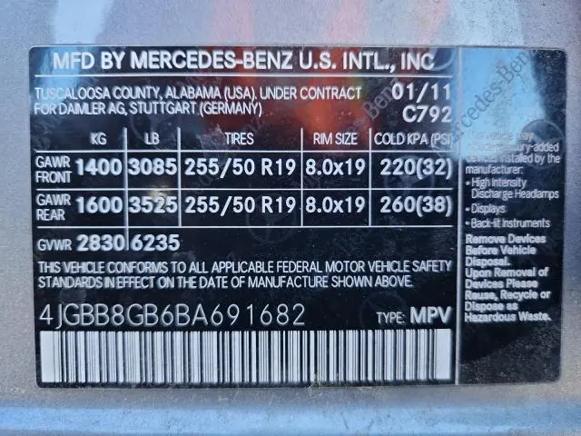 2011 MERCEDES-BENZ ML 350 4MATIC  