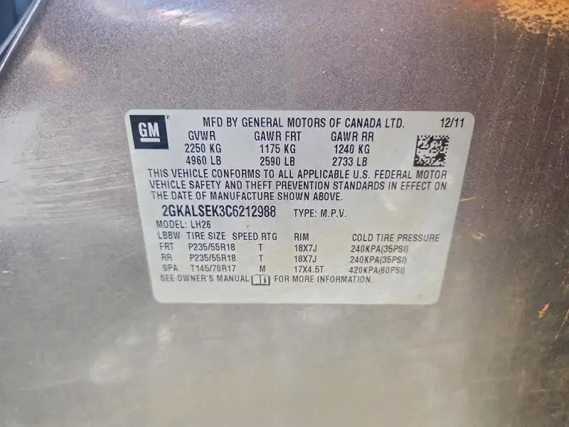 2012 GMC TERRAIN SLE  