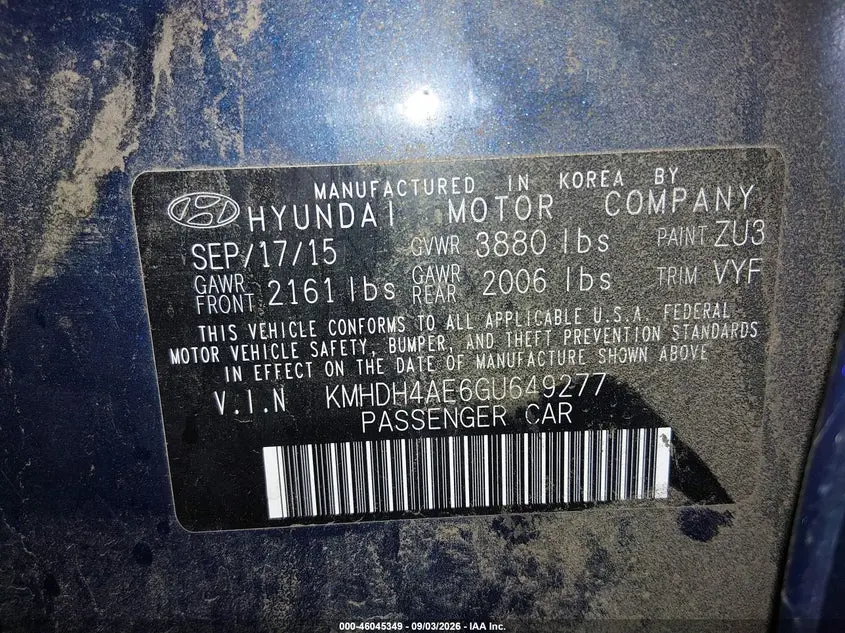 2016 HYUNDAI ELANTRA SE