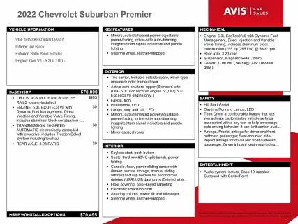 2022 CHEVROLET SUBURBAN K1500 PREMIER  