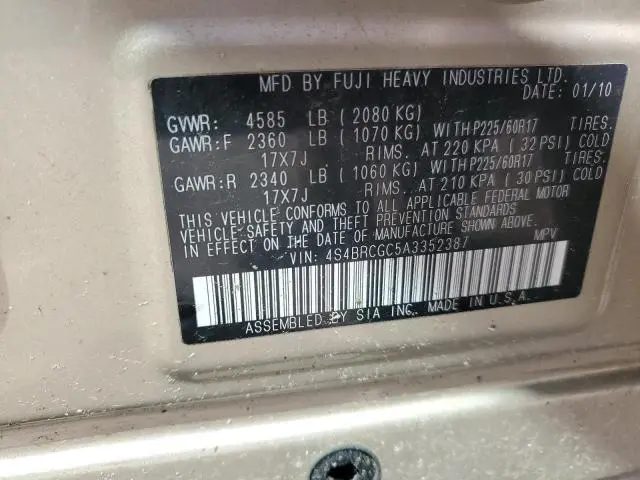 2010 SUBARU OUTBACK 2.5I PREMIUM  