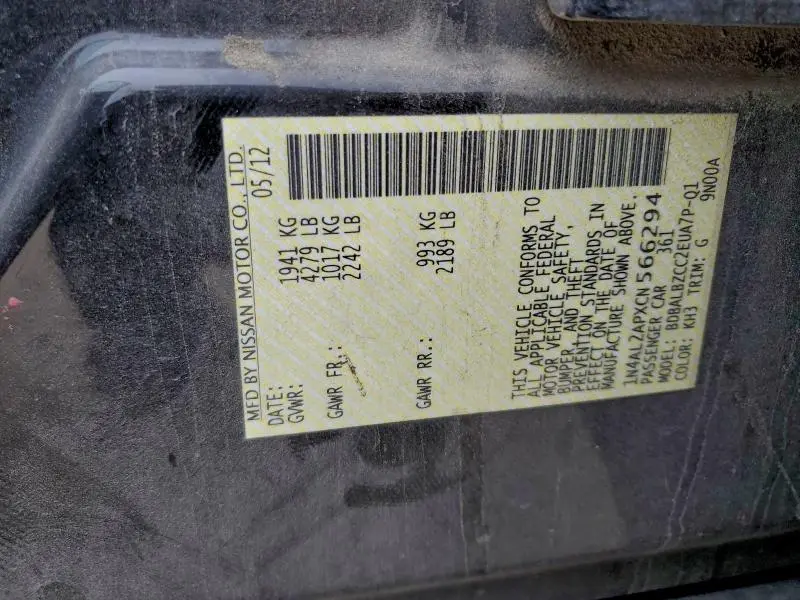 2012 NISSAN ALTIMA BASE  