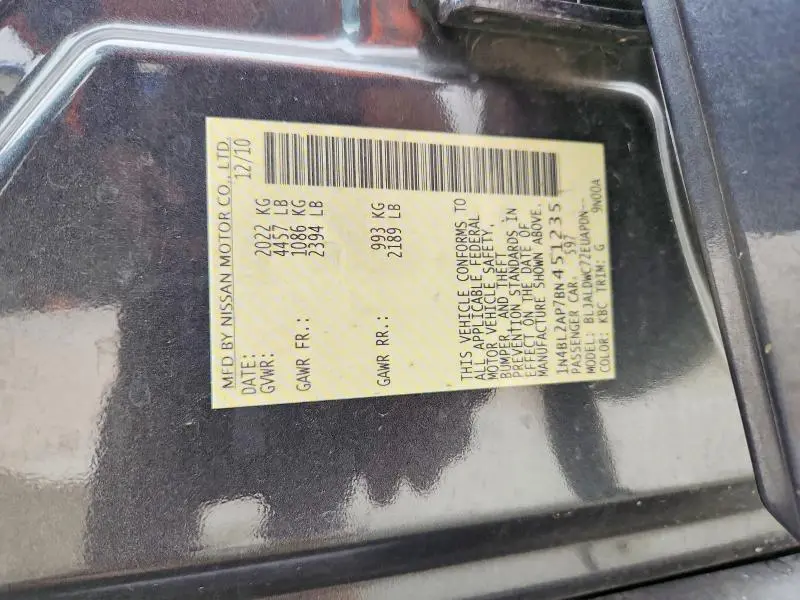 2011 NISSAN ALTIMA SR  