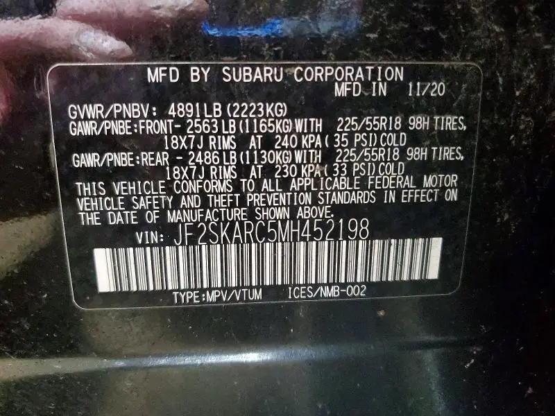 2021 SUBARU FORESTER SPORT  