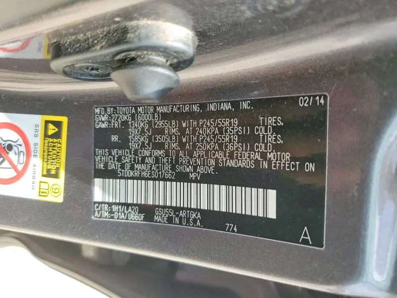 2014 TOYOTA HIGHLANDER LIMITED  