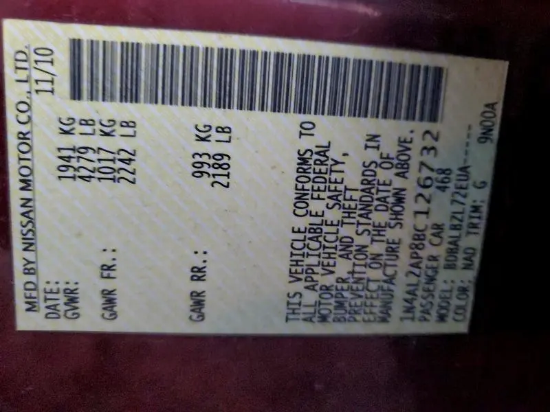 2011 NISSAN ALTIMA BASE  