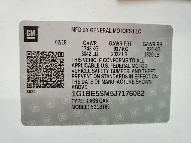 2018 CHEVROLET CRUZE LT  
