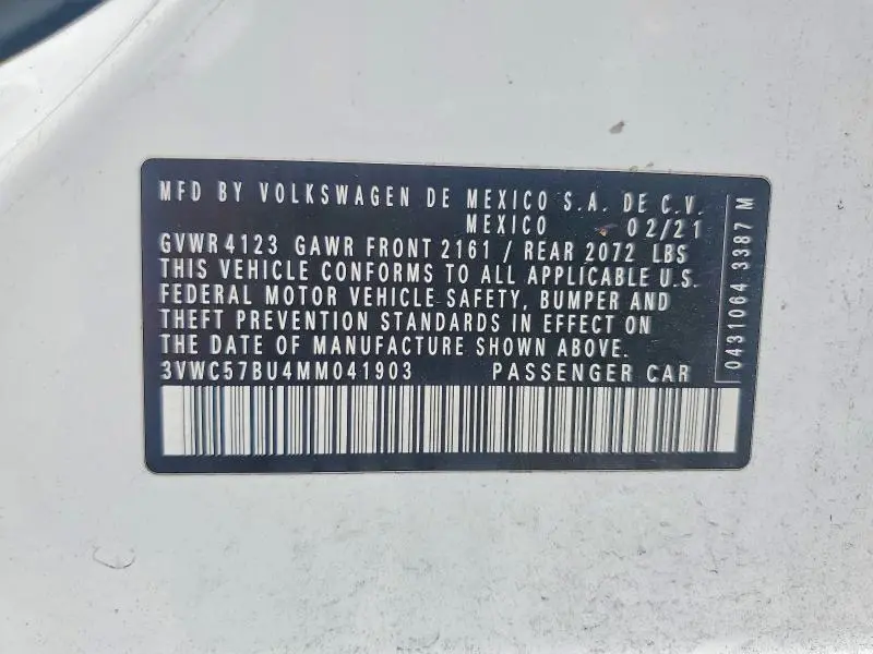 2021 VOLKSWAGEN JETTA S  