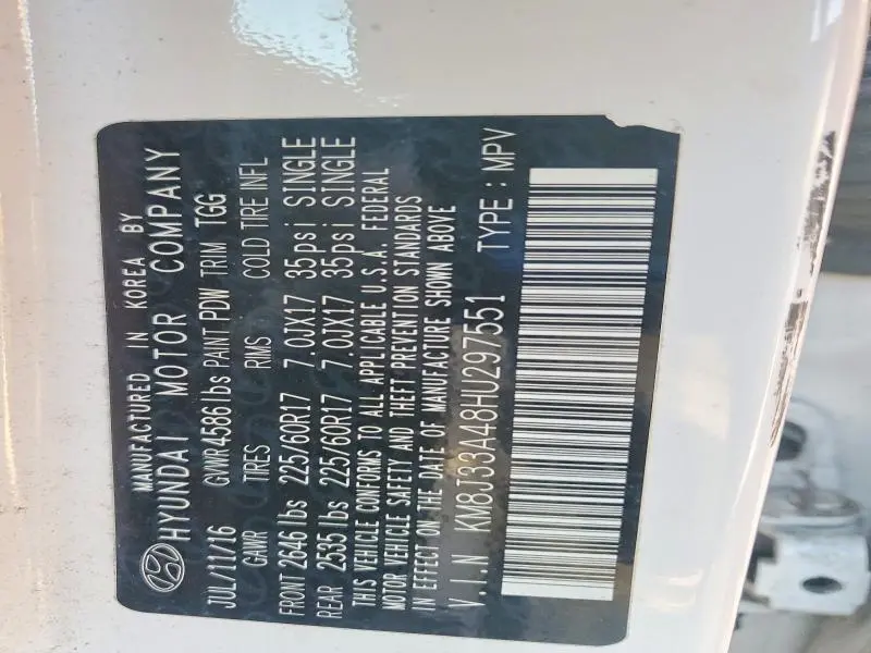 2017 HYUNDAI TUCSON LIMITED  