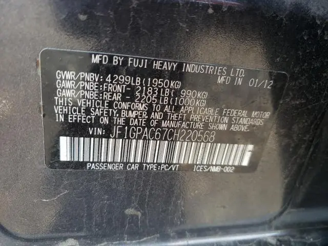 2012 SUBARU IMPREZA PREMIUM  