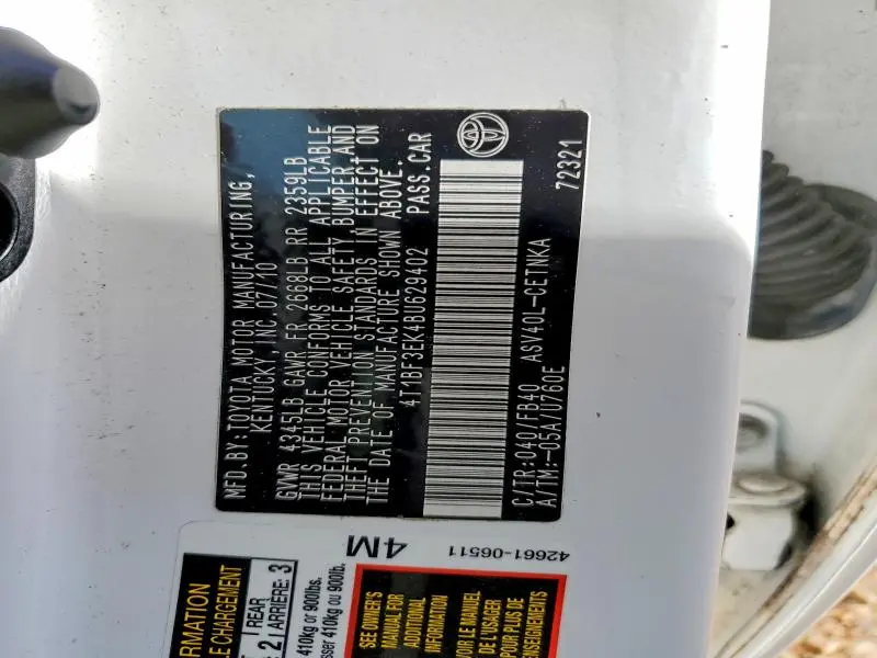 2011 TOYOTA CAMRY BASE  