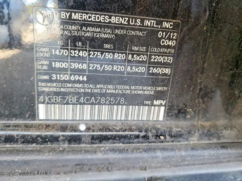 2012 MERCEDES-BENZ GL 450 4MATIC  