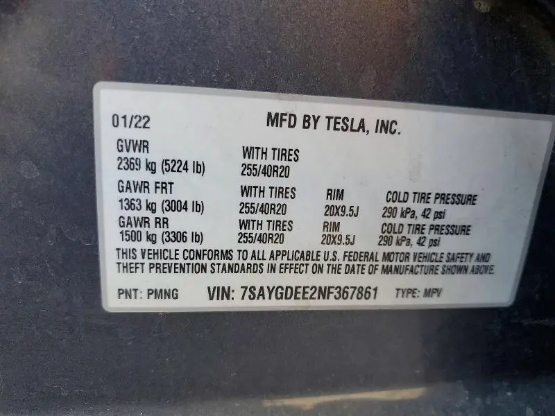 2022 TESLA MODEL Y   