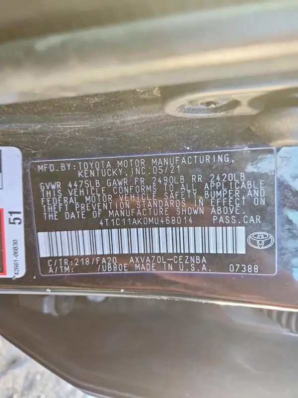 2021 TOYOTA CAMRY LE  