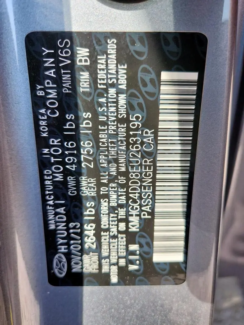 2014 HYUNDAI GENESIS 3.8L  
