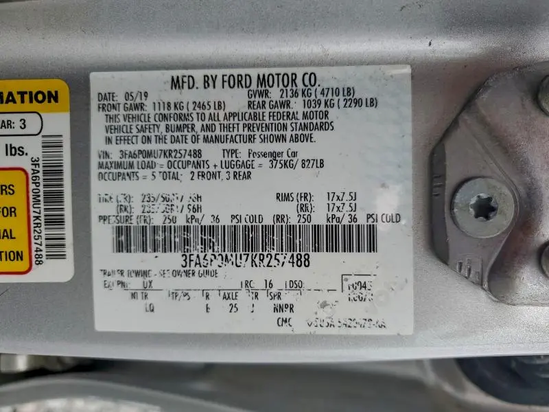 2019 FORD FUSION SEL  