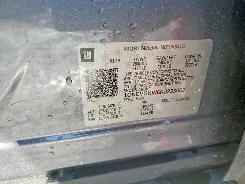 2019 CHEVROLET TRAVERSE LT  