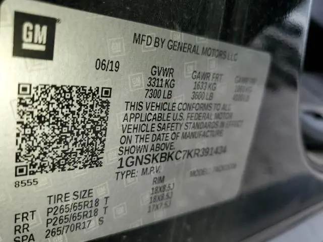 2019 CHEVROLET TAHOE K1500 LT  