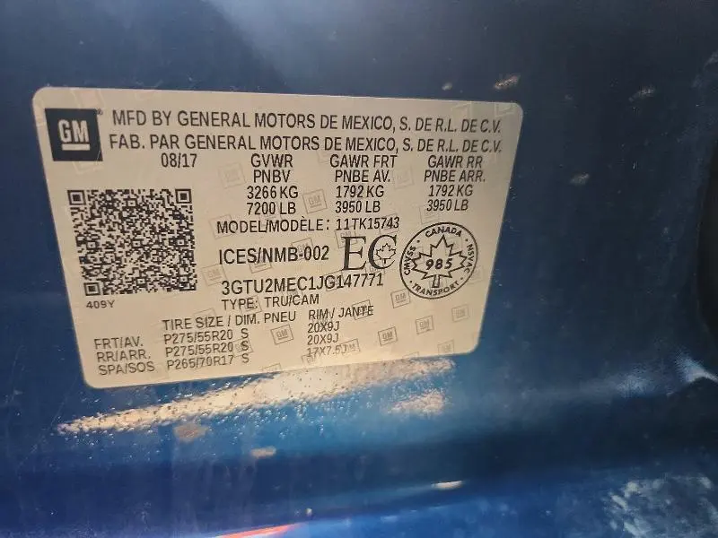2018 GMC SIERRA K1500 SLE  