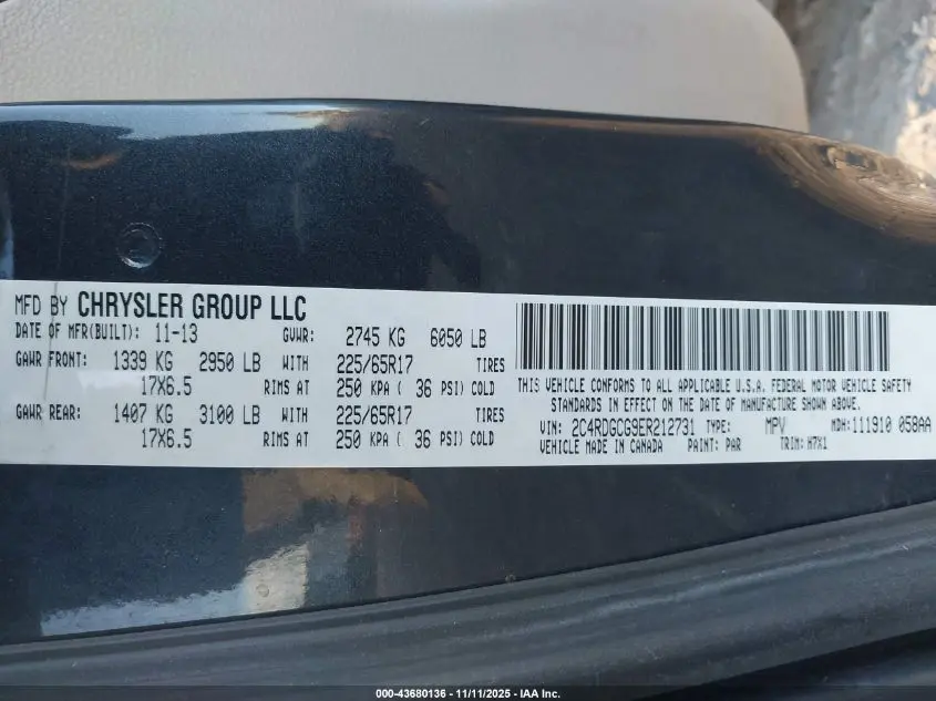 2014 DODGE GRAND CARAVAN SXT