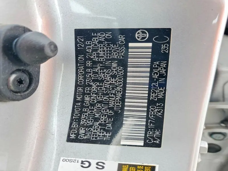 2022 TOYOTA COROLLA LE  