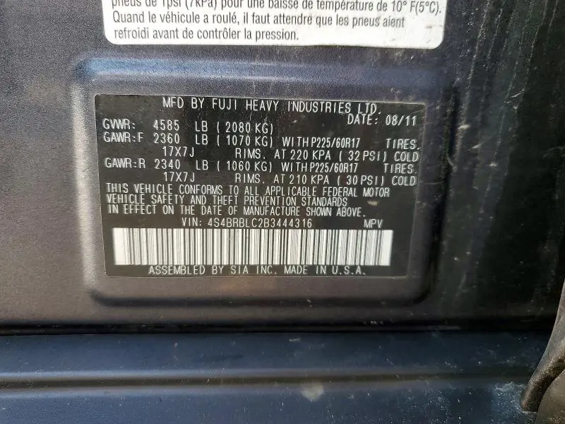 2011 SUBARU OUTBACK 2.5I LIMITED  