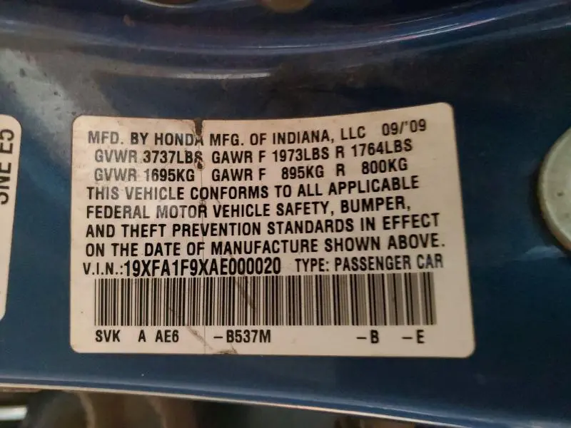 2010 HONDA CIVIC EXL  