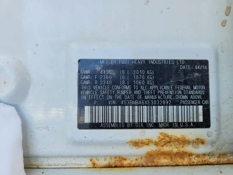 2014 SUBARU LEGACY 2.5I  