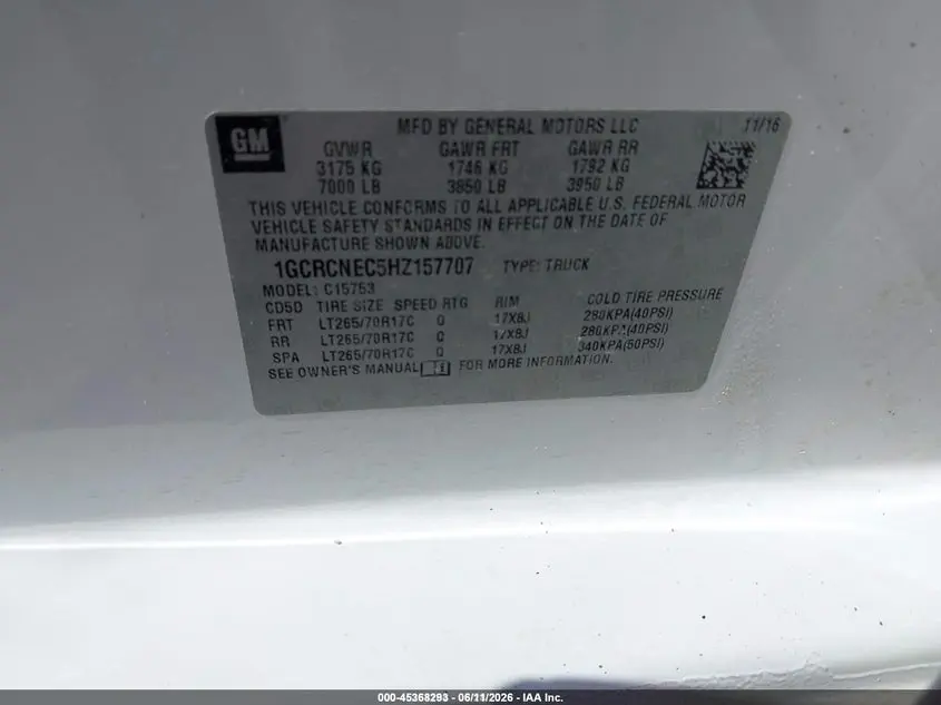 2017 CHEVROLET SILVERADO 1500 WT