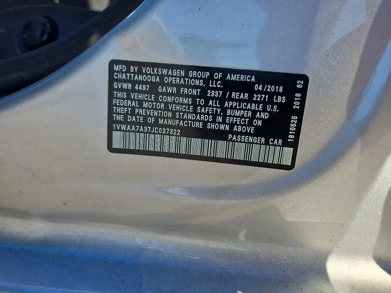 2018 VOLKSWAGEN PASSAT S  
