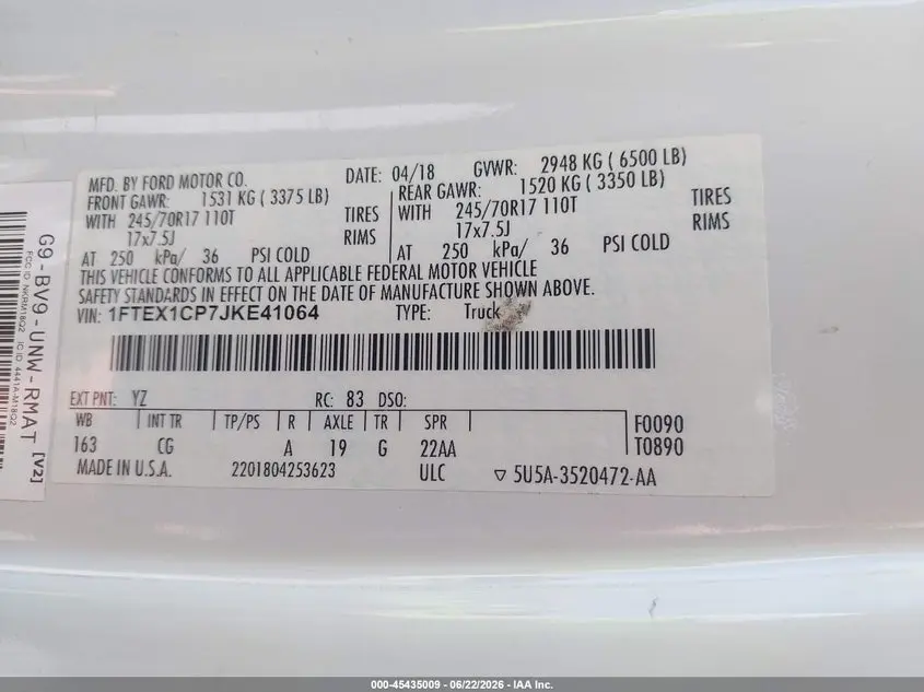 2018 FORD F-150 LARIAT/XL/XLT