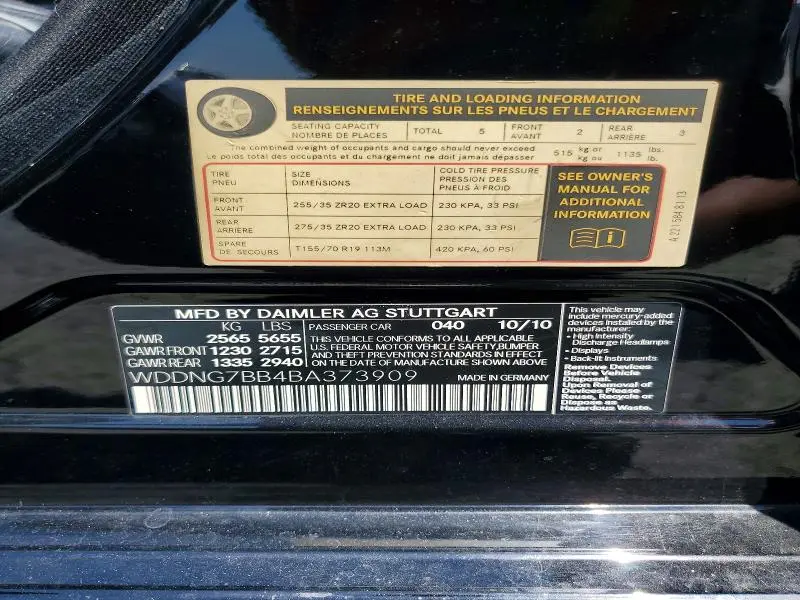 2011 MERCEDES-BENZ S 550  