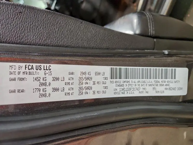 2015 DODGE DURANGO LIMITED  