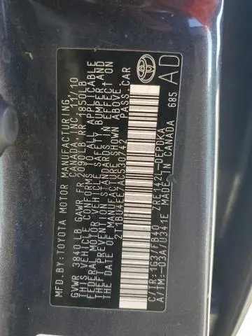 2010 TOYOTA COROLLA BASE  