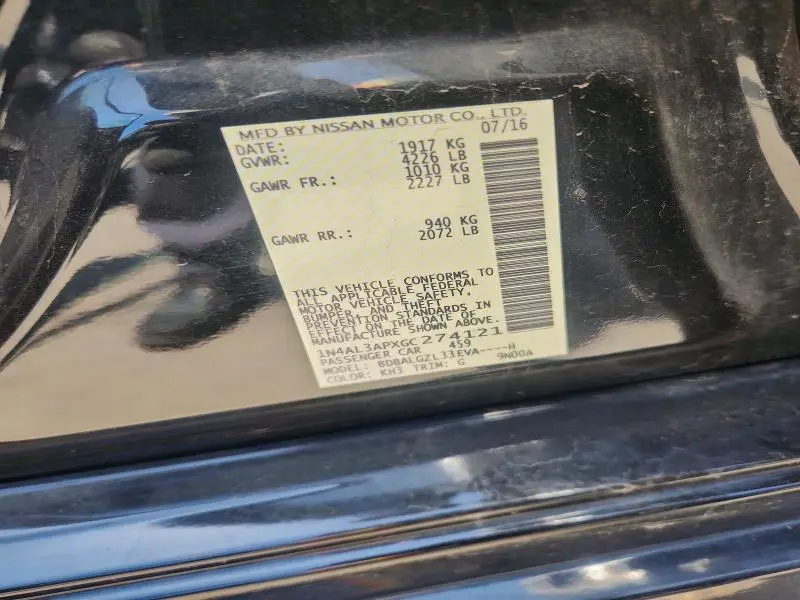 2016 NISSAN ALTIMA 2.5 S  