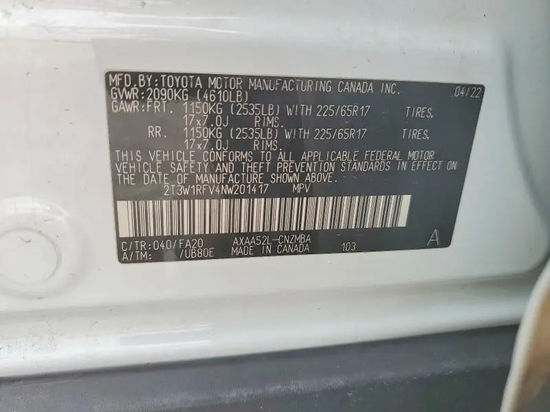 2022 TOYOTA RAV4 XLE  
