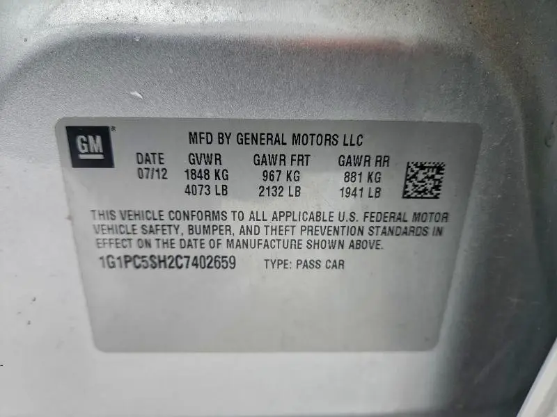 2012 CHEVROLET CRUZE LS  