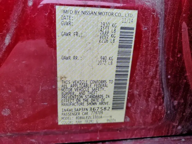 2015 NISSAN ALTIMA 2.5  