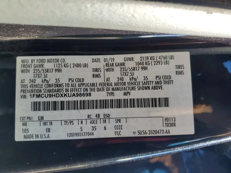 2019 FORD ESCAPE SEL  
