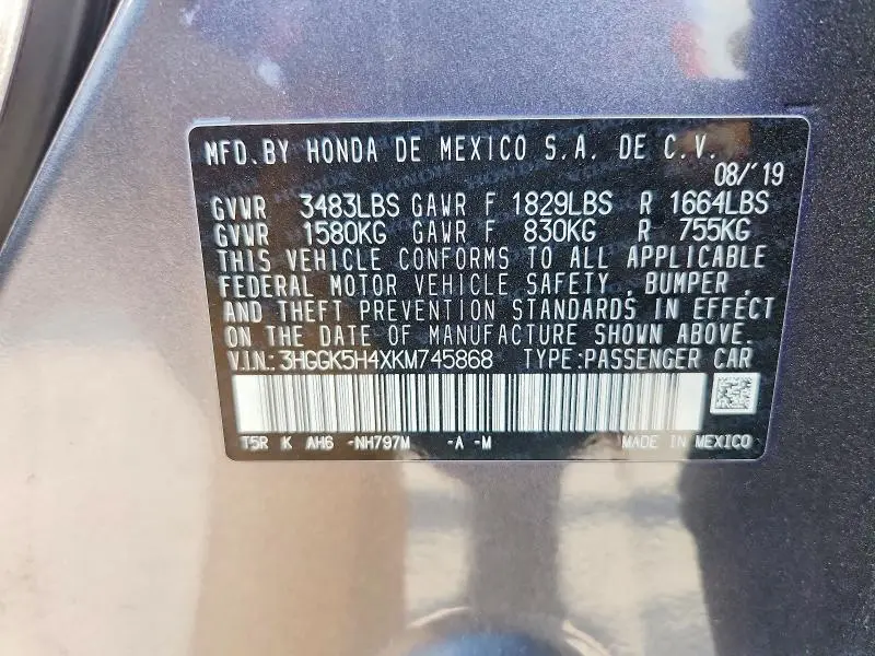 2019 HONDA FIT LX  