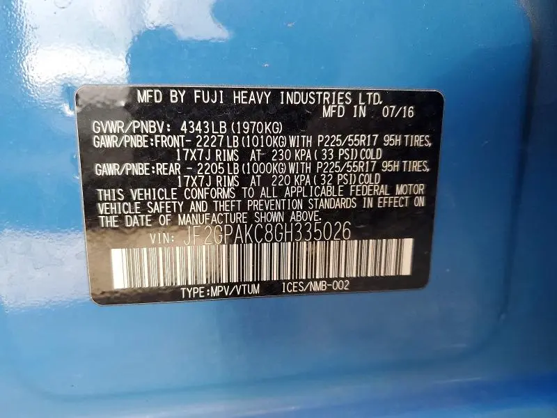 2016 SUBARU CROSSTREK LIMITED  