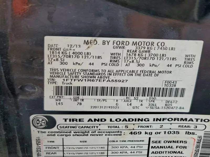 2014 FORD F150 SVT RAPTOR  