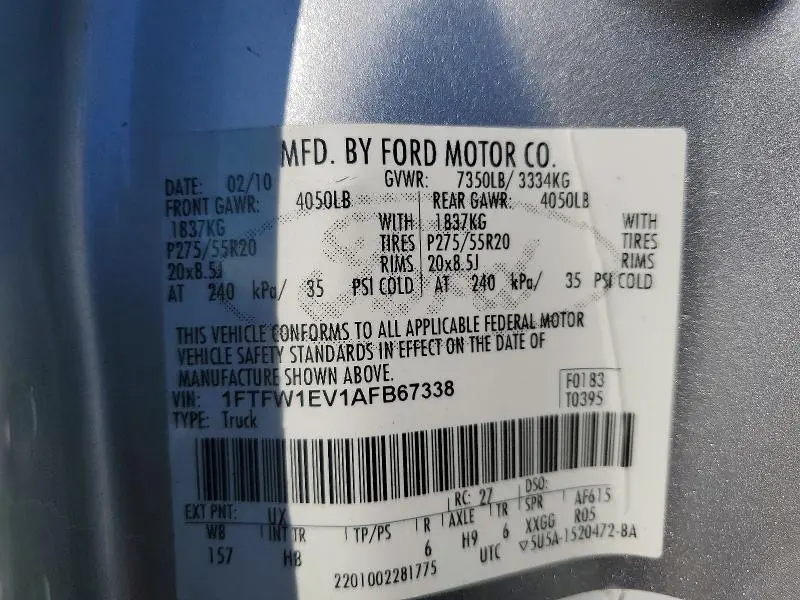 2010 FORD F150 SUPERCREW  