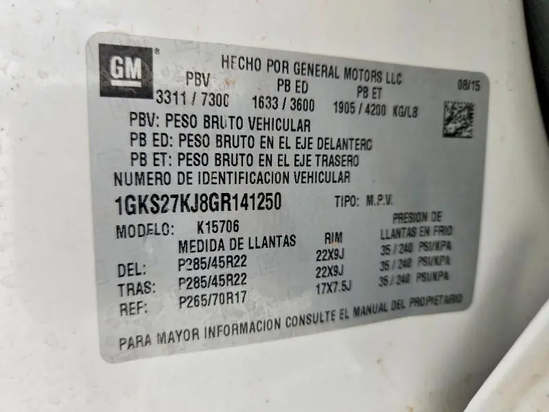 2016 GMC YUKON   