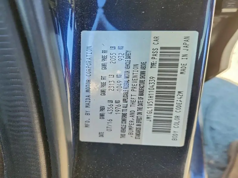 2017 MAZDA 6 TOURING  