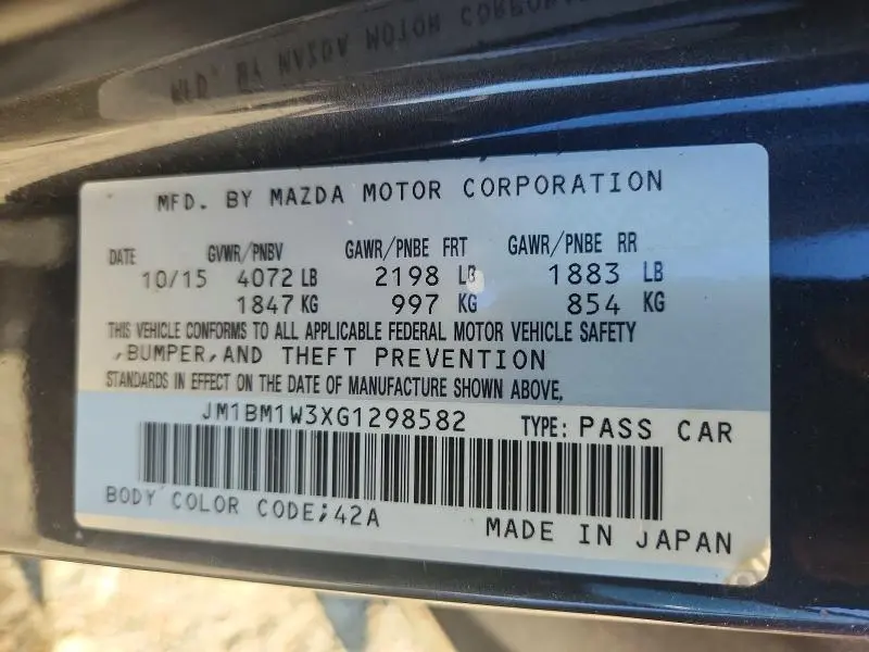 2016 MAZDA 3 TOURING  
