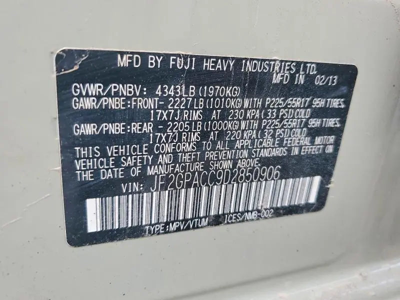 2013 SUBARU XV CROSSTREK 2.0 PREMIUM  